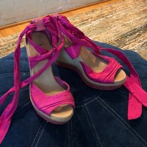 UGG hot pink wedge sandals